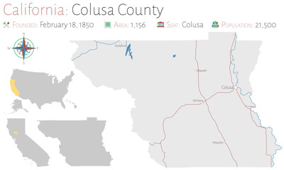  Large and detailed map of Colusa county in California, USA