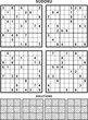 Four sudoku puzzles of comfortable (easy, yet not very easy) level, on A4 or Letter sized page with margins, suitable for large print books, answers included. Set 10.