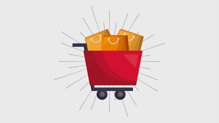 Wall Mural - online shopping animation cart and bags ecommerce
