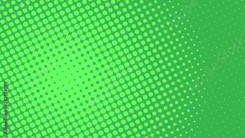 Pinturas sobre lienzo  Green retro comic pop art background with dots, cartoon halftone background vect