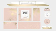 Elegant Social Media Trendy Chic Gold Pink Blush Banner Templates 