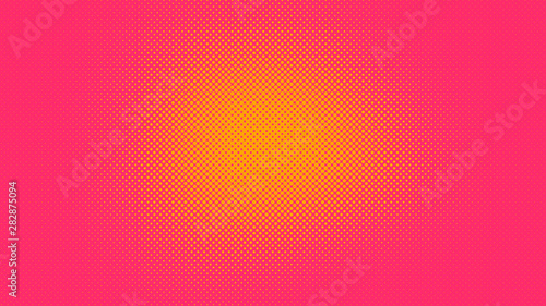 Orange and magenta retro pop art background with halftone dots Tableau sur Toile