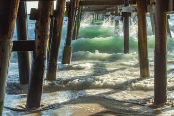 Under the Pier San Clemente California Green Ocean Waves