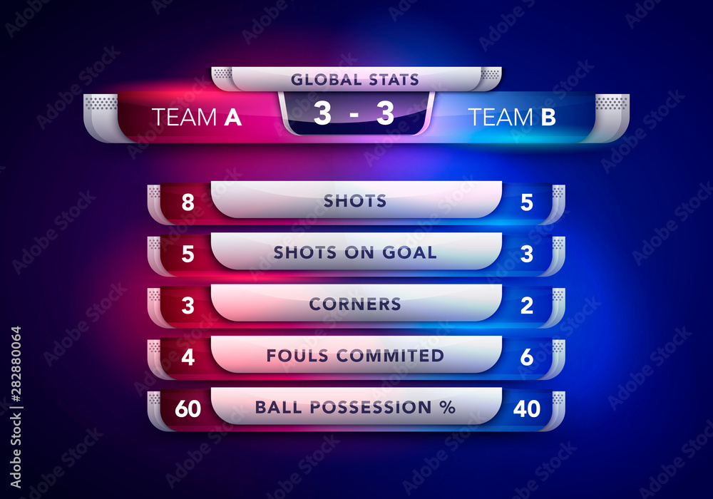 Vector Illustration Scoreboard Broadcast Graphic And Lower Thirds Stats ...