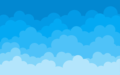Wall Mural - Vector cloud on blue sky abstract background in blue tones.