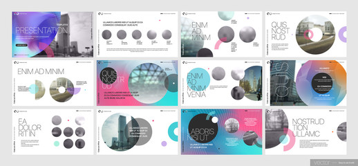 Covers templates set with graphic geometric elements. Applicable for flyer, cover annual report, placards, brochures, posters, banners. Vector illustrations.