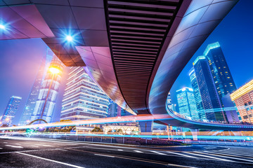 the light trails on the modern building background