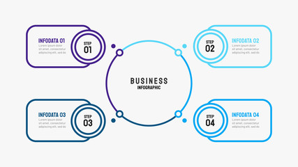 Vector thin line visualization infographic template for info chart, diagram or presentations. Business concept with 4 options, parts, steps, or processes. 