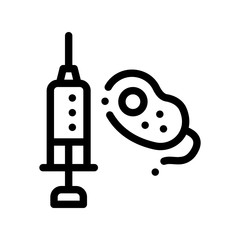 Sticker - Injection And Bacterium Vector Sign Thin Line Icon. Pathogen Bacteria And Healthy Injection Linear Pictogram. Chemical Microbe Type Infection Microorganism Contour Monochrome Illustration