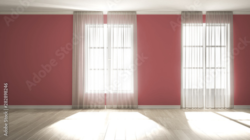 Stylish Empty Room With Panoramic Windows Parquet Wooden