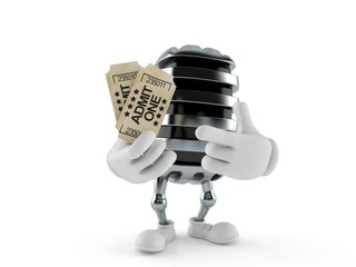 Sticker - Microphone character holding tickets