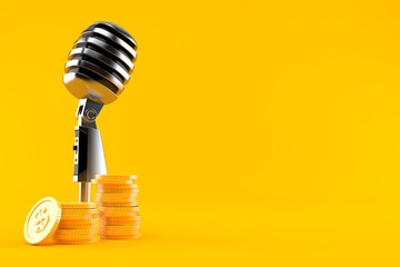 Canvas Print - Microphone with stack of coins