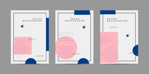 Placard templates set with Geometric shapes, Memphis geometric style flat and line design elements. Memphis art for covers, banners, flyers and posters. Eps10 vector illustrations