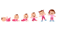 Baby Girl To Toddler Life Cycle Vector