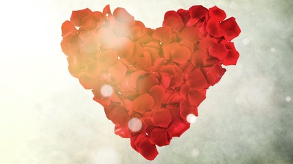 Sticker - Heart shape made out of rose petals isolated on white