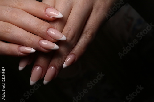 Fotografering fashion manicure of nails on a beautiful background
