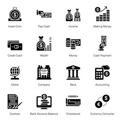 Poster - Banking Glyph Icons 