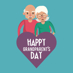 Poster - Happy grandparents day card with cartoons