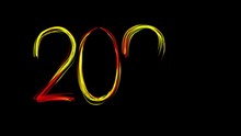 Happy New Year Numbers Video Animation. Emerging Glowing Red And Gold Gradient Inscription 2020 On Black Background From Many Lines. Christmas Time In Decemder Holidays.