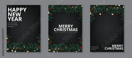 Cuadros en Lienzo vector illustration of happy new year 2020 gold and black collors place for text