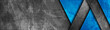 © saicle - Contrast dark grey and blue geometric stripes. Abstract grunge tech banner design. Old wall concrete texture. Vector corporate background
