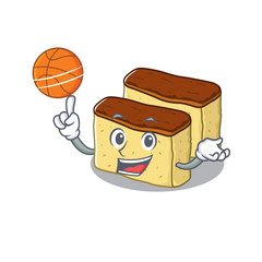 Canvas Print - With basketball castella cake isolated in the cartoon