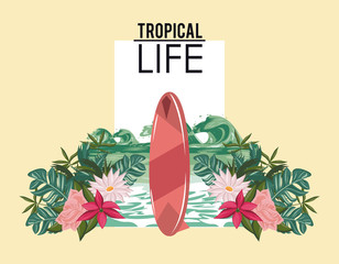 Canvas Print - Tropical life and beach summer card