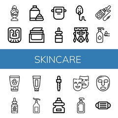 Wall Mural - Set of skincare icons such as Facial mask, Mask, Shaving cream, Face cream, Dropper, Serum, Lotion, Masks , skincare