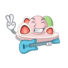 Wall Mural - With guitar ichigo daifuku isolated in the cartoon