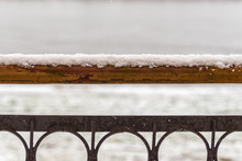 First Snow On The Balcony Railing