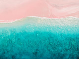 Fototapeta Natura - Tropical pink beach with blue ocean. Komodo islands