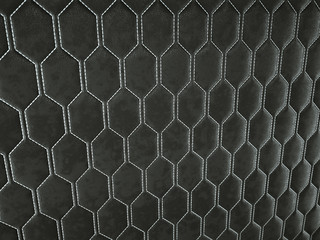 Wall Mural - Leather stitched hexagon or honecomb black shiny texture