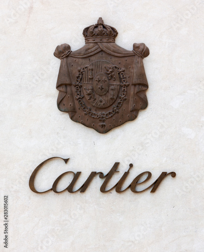 Dusseldorf Germany August 11 Cartier Signage With Coat Of Arms Of The Cartier Family On Wall Buy This Stock Photo And Explore Similar Images At Adobe Stock Adobe Stock