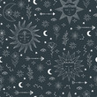 © anatartan - Seamless pattern with stars, comets, suns, moon, constellation, Children wallpaper background.