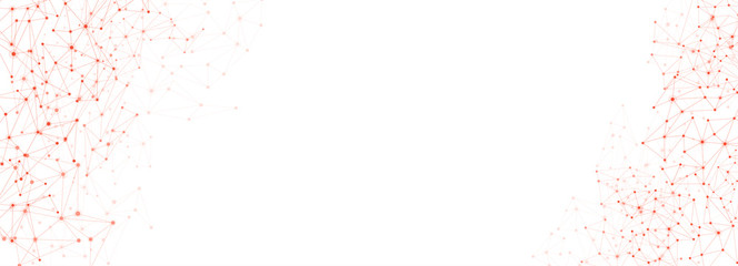 Wall Mural - global social communication horizontal banner with polygon network mesh.