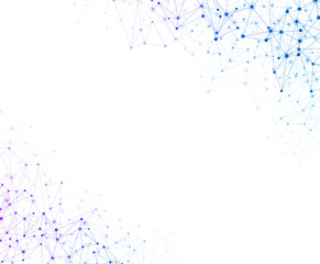 Wall Mural - global social communication banner with colorful network mesh.