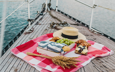 Picnic on the yacht, summer time, relax