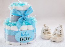 Present Cake With Diapers For Newborn Baby Boy