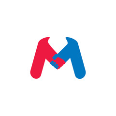 Poster - letter m handshake colorful symbol logo vector