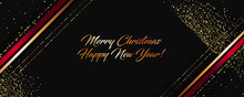 Christmas Gold Design Black Background Vector Abstract Shiny