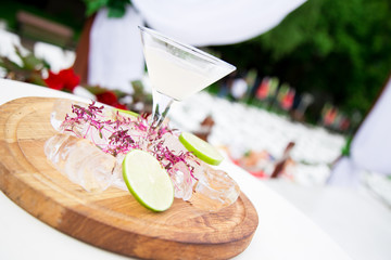 poolside cocktail and salad