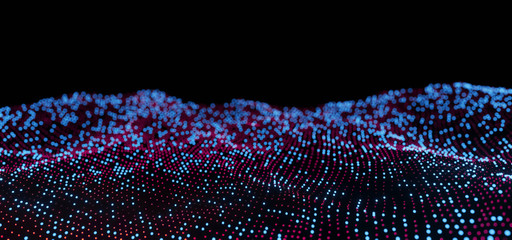 Wall Mural - 3d rendering of abstract digital landscape dots particles. distance blur. concept for futuristic sci