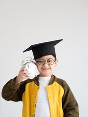 Smart boy on white background 