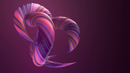 Leinwandbilder - Pink colored twisted shapes motion graphics background. Computer generated abstract geometric 3D render loop animation. 4K, Ultra HD resolution.
