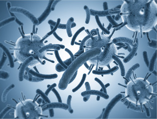 Wall Mural - Virus and bacteria cells background