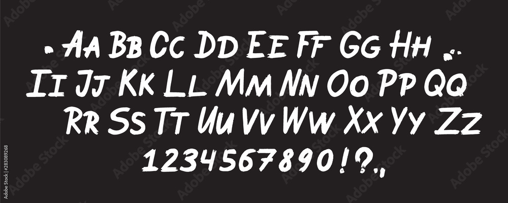 Hand drawn typeface. Painted vector characters: lowercase and uppercase ...