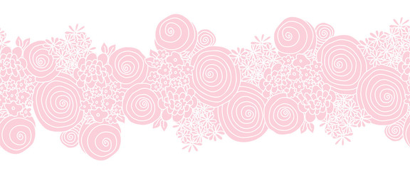 Wall Mural - Seamless floral vector border pink. Flowers Repeating background. 