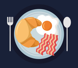 Sticker - breakfast cooking icons flat design