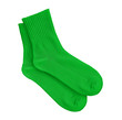 Green socks on an isolated white background.