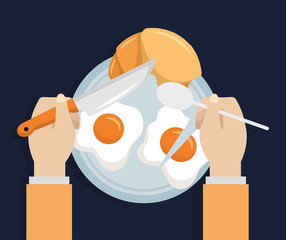 Sticker - breakfast cooking icons flat design